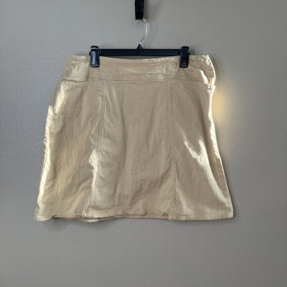 Vintage Chaus Women's Tan Skirt size 14 mini skirt 1980s 1990s aline - Picture 2 of 14